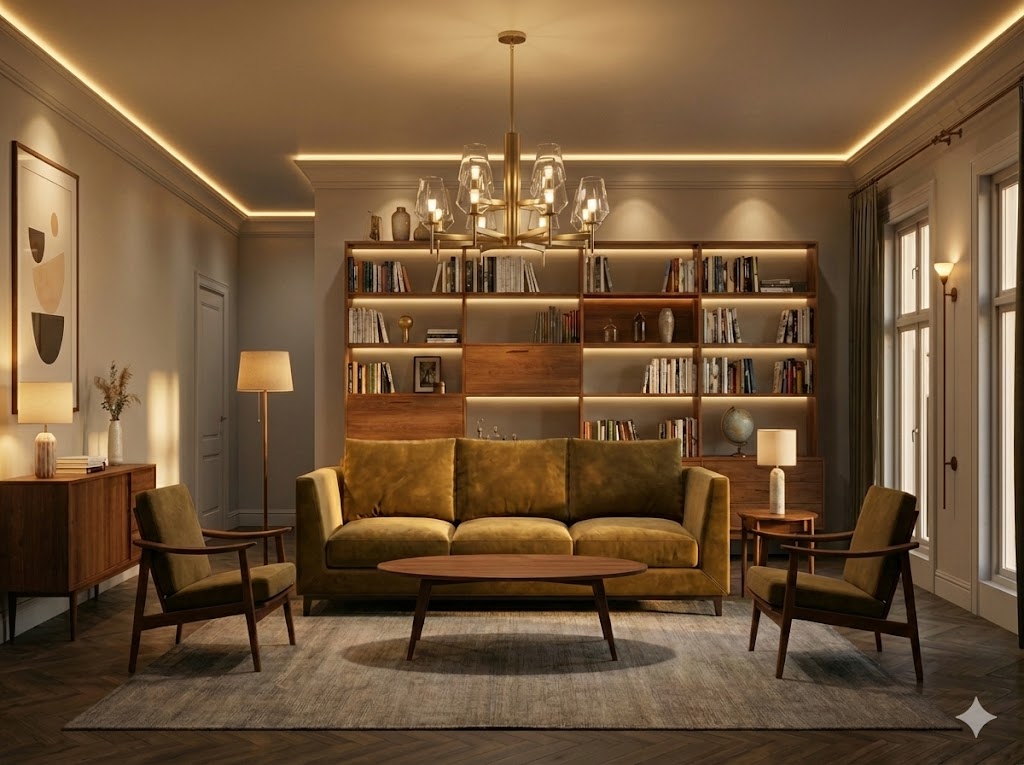 Example of excellent layered lighting creating depth and atmosphere