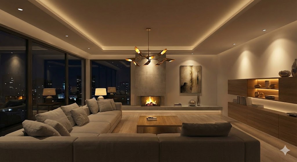 Luxueus interieur met verfijnd verlichtingsontwerp