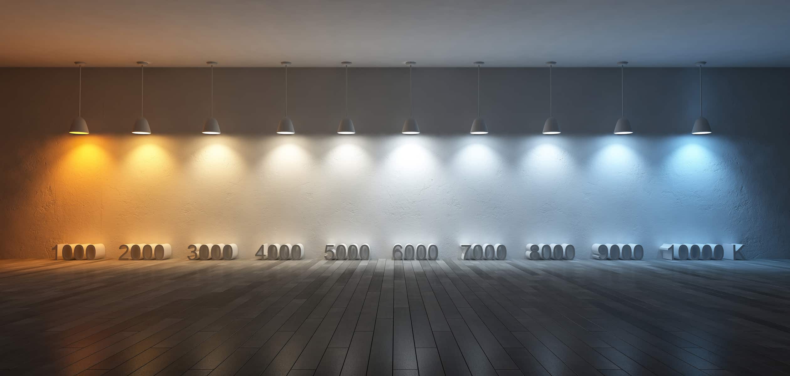 Color temperature demonstration in interior lighting