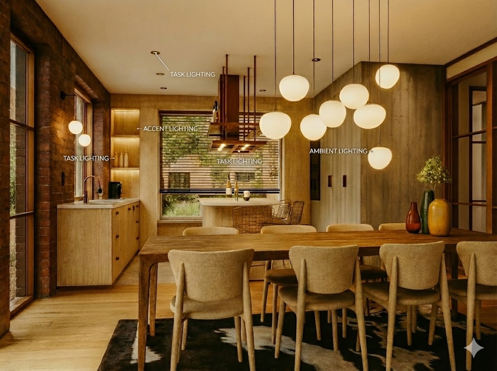 Different types of lighting fixtures for interior design